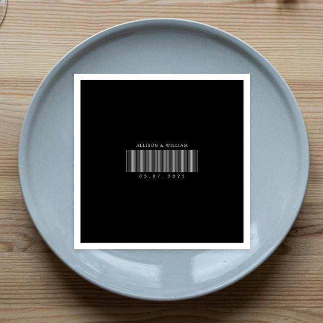 Minimalist Barcode Chic: Black & White Wedding Napkins (Minimalist Barcode Chic: Black & White Wedding Napkins)
