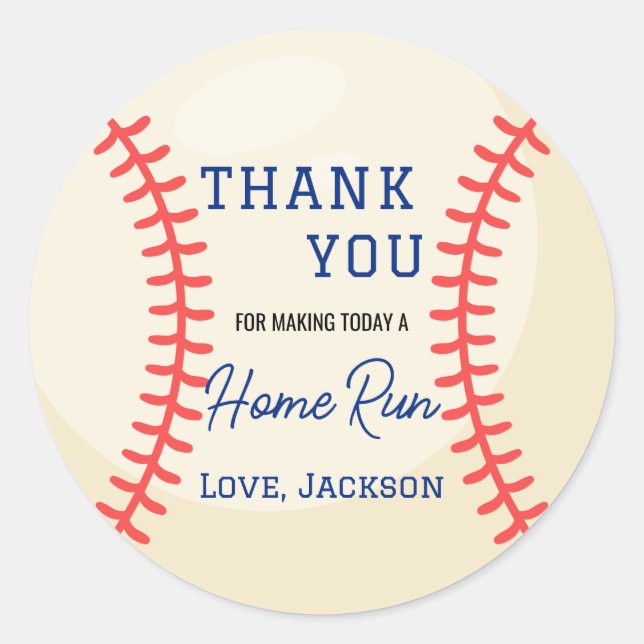 Minimalist Baseball Gifts Favor Thank You Classic Round Sticker (Front)