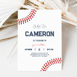 Minimalist Baseball Kids Birthday Party Invitation<br><div class="desc">Hit a home run with our minimalist baseball-themed birthday invitation. Featuring a sleek design with just red stitches and classic baseball font,  this invite captures the essence of the game in a clean,  understated style,  perfect for any baseball fan's birthday celebration.</div>