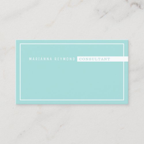 minimalist basic consultant pale turquoise blue business card