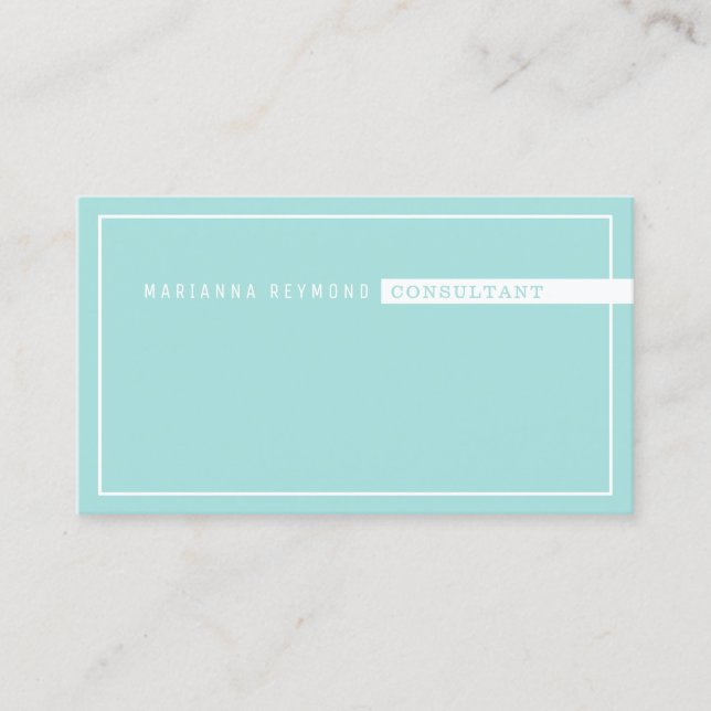 minimalist basic, consultant pale turquoise blue business card (Front)