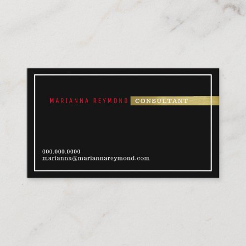 minimalist basic consultant personality black business card