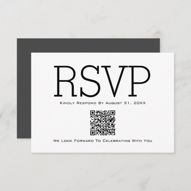 Minimalist Basic Essential QR Code RSVP Card (Front/Back)
