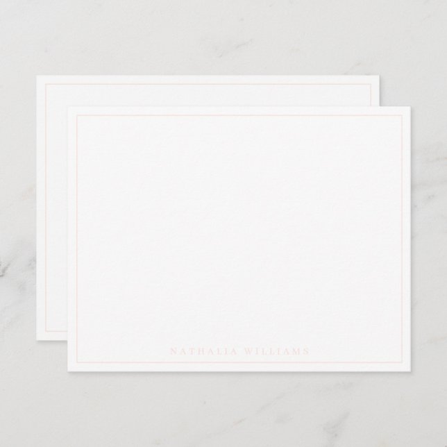 Minimalist Basic Personalize Blush Pink Stationery Note Card (Front/Back)