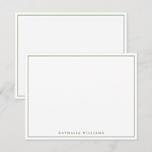 Minimalist Basic Personalize Moss Green Stationery Note Card