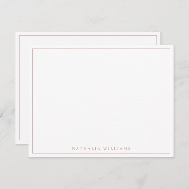 Minimalist Basic Personalize Rose Mauve Stationery Note Card (Front/Back)