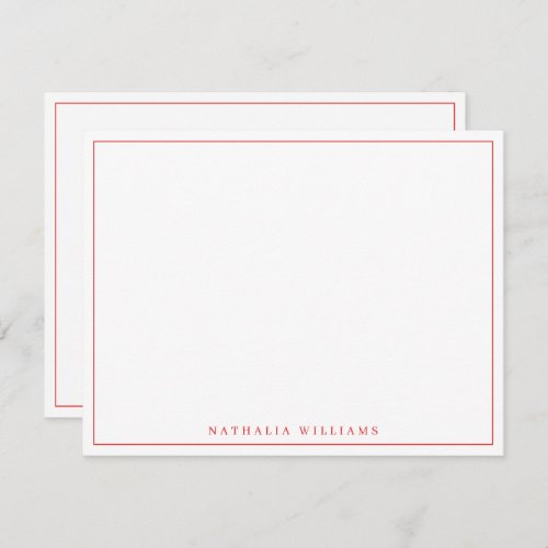 Minimalist Basic Personalized Red Stationery Note Card