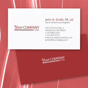 Minimalist Basic Professional Red, White Business Card