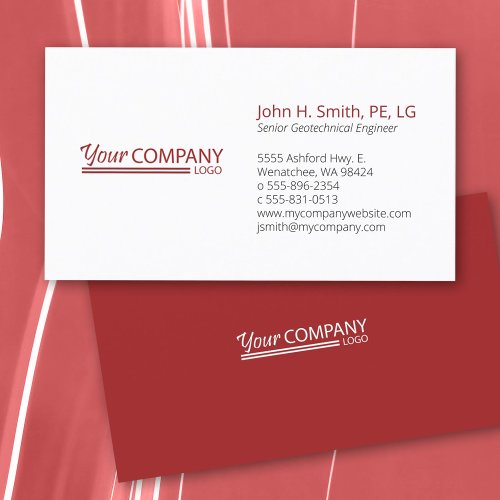 Minimalist Basic Professional Red White Business Card