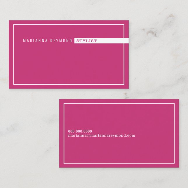 Minimalist Basic, Stylist Fuchsia Pink Business Card (Front/Back)
