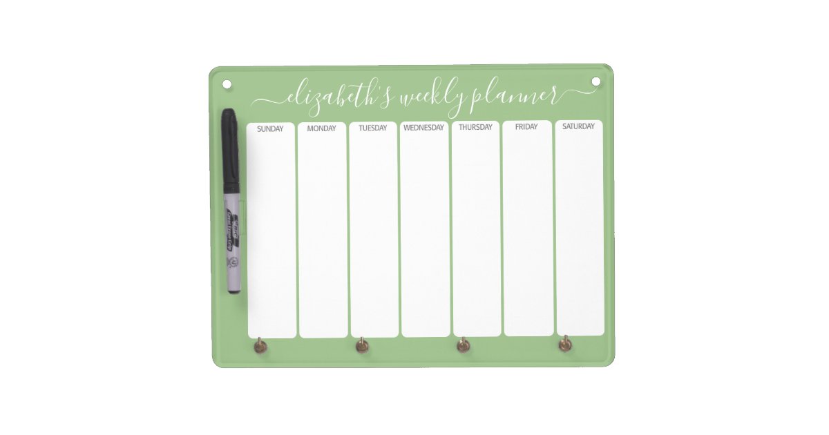 Minimalist Basic Weekly Planner modern script lime Dry Erase Board With ...