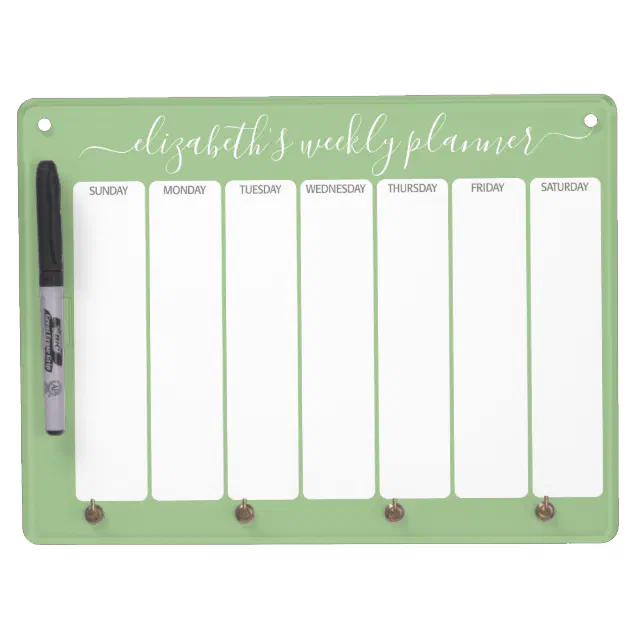 Minimalist Basic Weekly Planner modern script lime Dry Erase Board With ...