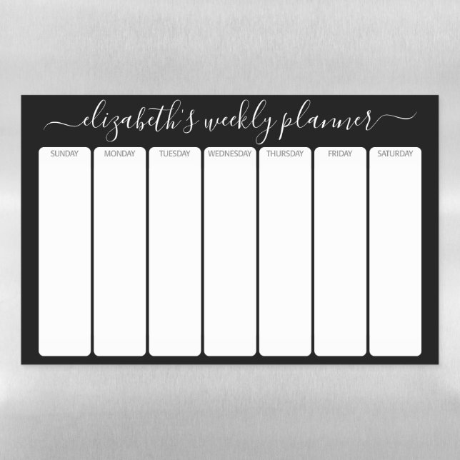 Minimalist Basic Weekly Planner modern script Magnetic Dry Erase Sheet (Horizontal)