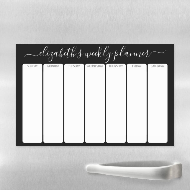 Minimalist Basic Weekly Planner modern script Magnetic Dry Erase Sheet (In Situ)