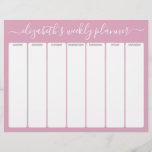 Minimalist Basic Weekly Planner modern script pink Letterhead<br><div class="desc">A girly yet upscale design in fresh, cheerful colors. If you need to adjust the text or colors, click on the customize it button and make changes. Perfect to start the New Year and stay organized with this calendar. A perfect organization tool for any home office, mom or even a...</div>