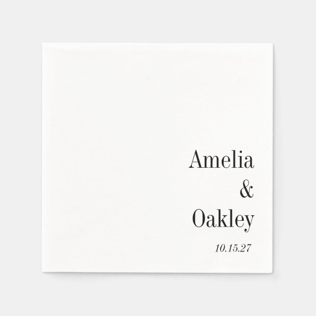 Minimalist Basic White Elegant Wedding Custom Napkins (Front)