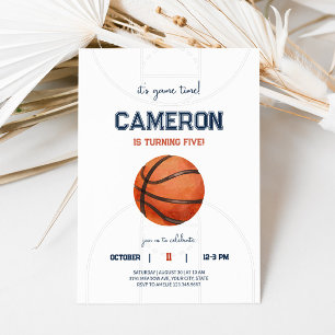 Minimalist Basketball Birthday Party Invitation