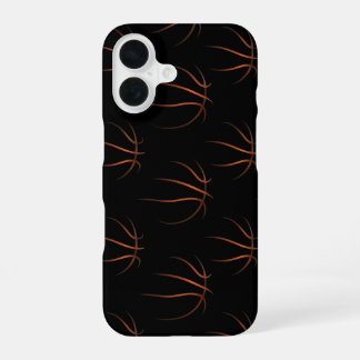 Minimalist Basketball Line Art Pattern – Black & O iPhone 16 Case