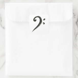  Minimalist Bass Clef – Ink Brush Music Symbol on Square Sticker