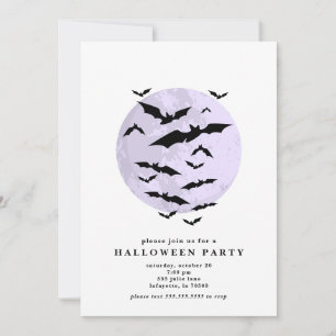 Minimalist Bats Full Moon Halloween Party Invitation