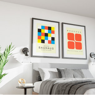 Minimalist Bauhaus-style art for the bedroom and l Poster