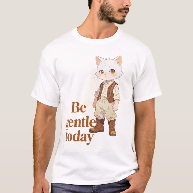 Minimalist “Be Gentle Today” Old Soul Cat T-Shirt  (Front)