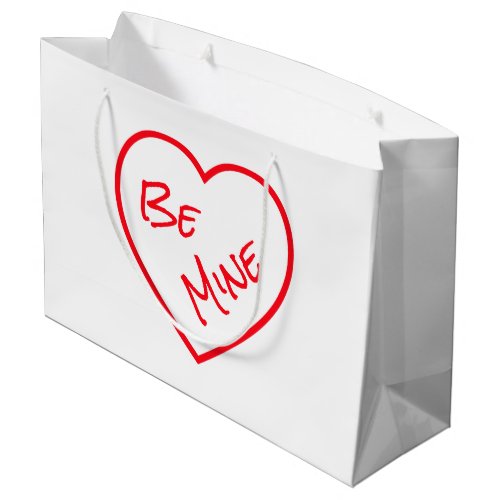 Minimalist Be Mine Personalized Red  White Large Gift Bag