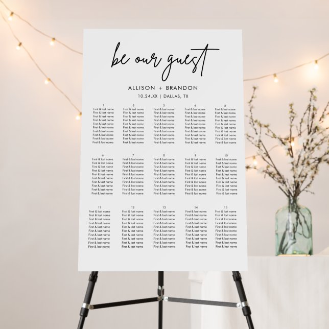 Minimalist Be Our Guest Seating Chart  Foam Board (In Situ (Stand))
