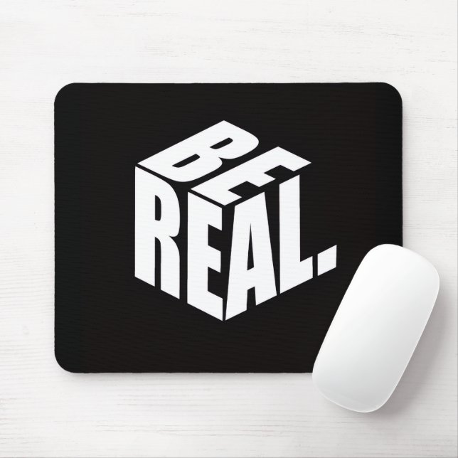 Minimalist “BE REAL.” Cube Typography Mouse Pad (With Mouse)