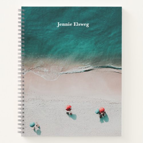 Minimalist Beach and Ocean Photo with Name Notebook