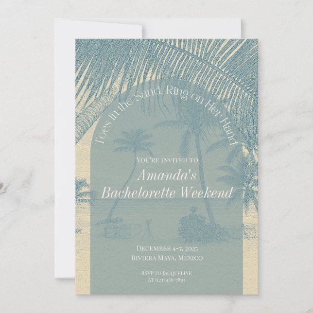 Minimalist Beach Bachelorette Invitation Itinerary (Front)