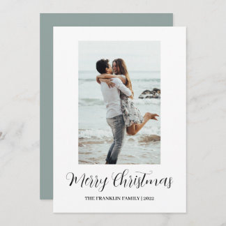 Minimalist Beach Couple Engagement Christmas Card