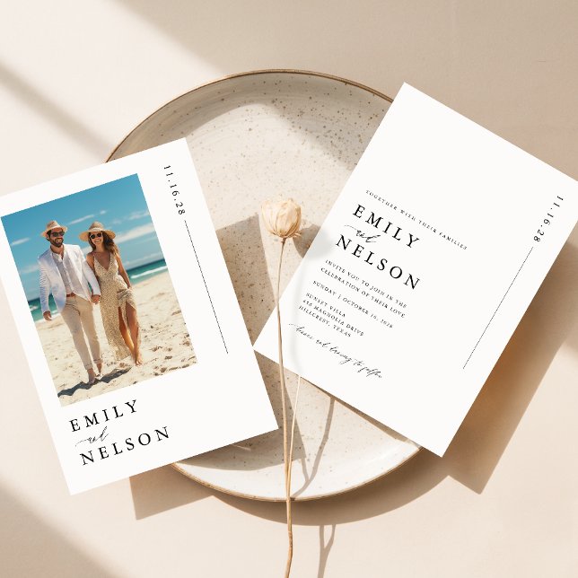 Minimalist Beach Destination Photo Wedding Invitation (Creator Uploaded)