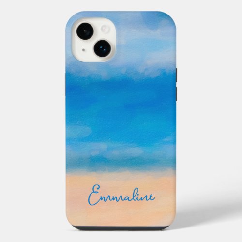 Minimalist Beach Scene Painting  iPhone 14 Plus Case