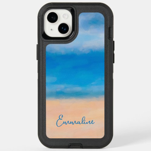 Minimalist Beach Scene Painting OtterBox iPhone 14 Plus Case