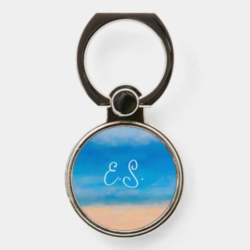 Minimalist Beach Scene Painting Phone Ring Stand