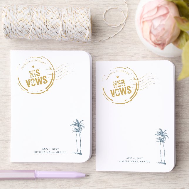 Minimalist Beach Stamp Wedding  Foil Vow Books (Wedding)
