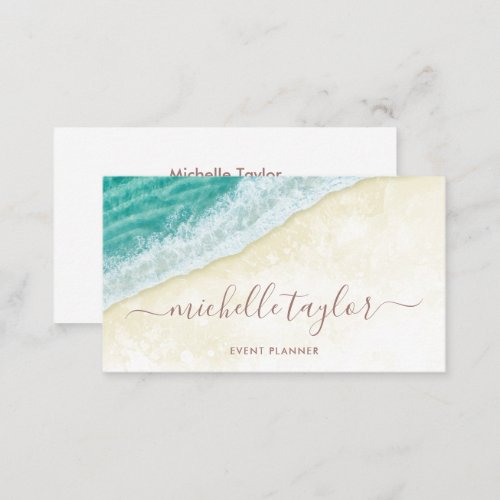 Minimalist beach watercolor social media business card