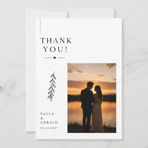 Minimalist Beach Wedding Photo Thank You Card