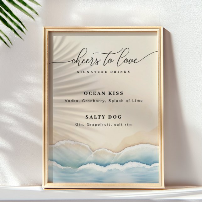 Minimalist Beach Wedding Signature Drink Sign (Signature Drink Sign)