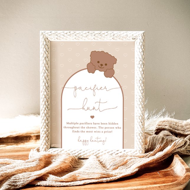 Minimalist Bear Baby Shower Pacifier Hunt Game Poster (Creator Uploaded)