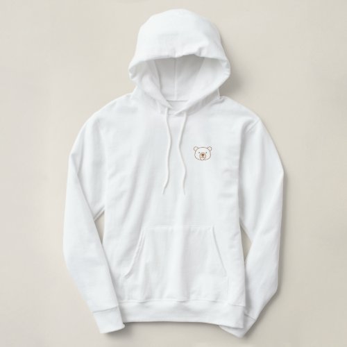 Minimalist Bear Face Hoodie - Cute Line Art