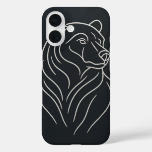 Minimalist Bear Line Drawing iPhone 16 Case