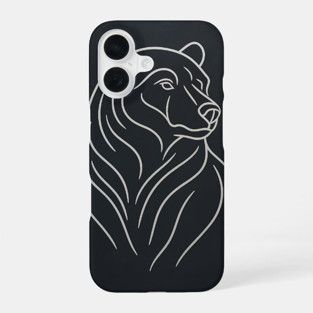 Minimalist Bear Line Drawing Iphone Case (Back)
