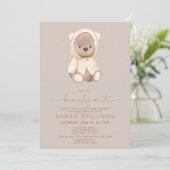 Minimalist Bearly Wait Brown Baby Shower Invitation (Standing Front)