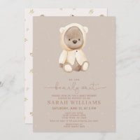 Minimalist Bearly Wait Brown Baby Shower Invitation