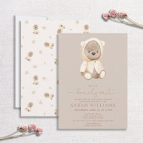 Minimalist Bearly Wait Brown Baby Shower Invitation