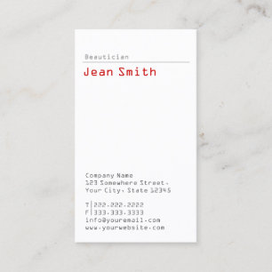 Minimalist Beautician Beauty Salon Business Card