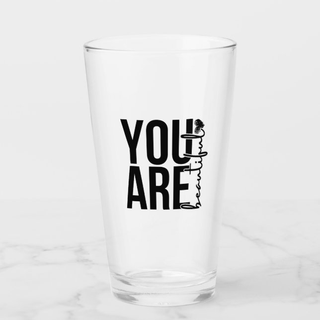 Minimalist “Beautiful” Typography Design – Black a Glass (Front)