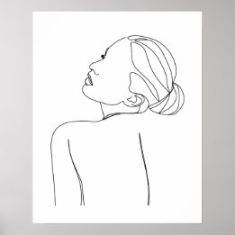 Minimalist Beautiful Woman Line Art Poster